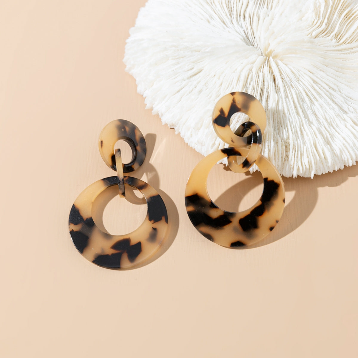 Simple Retro Gold Plated Acrylic Circle Drop Earrings
