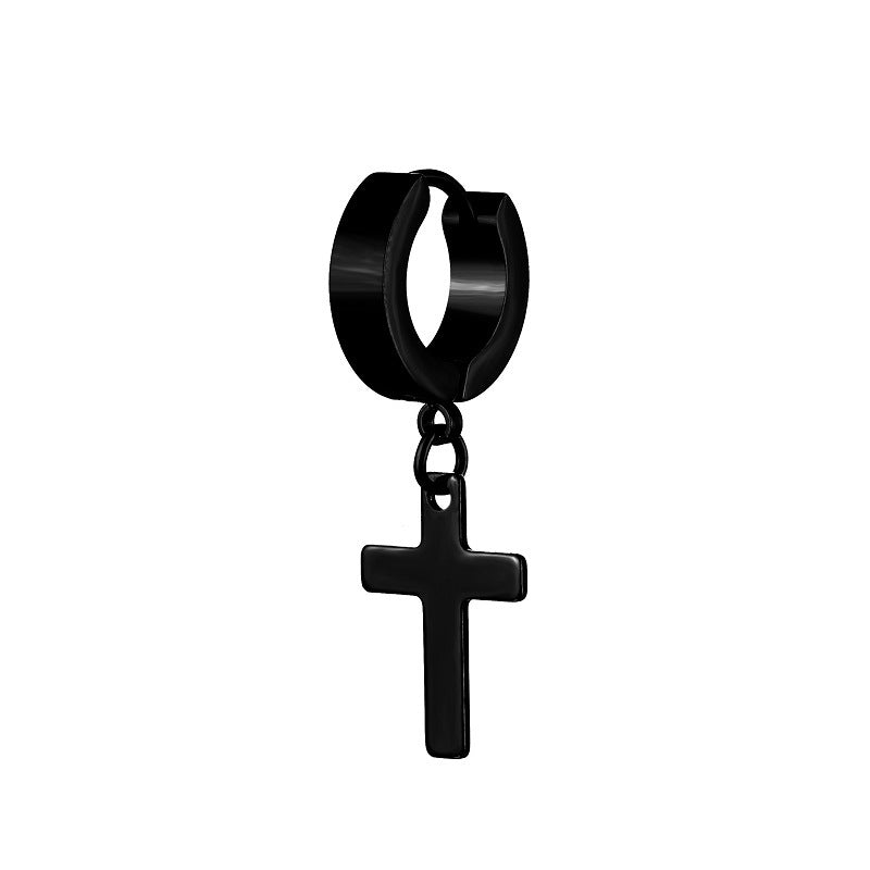Simple Cross Stainless Steel Drop Earrings