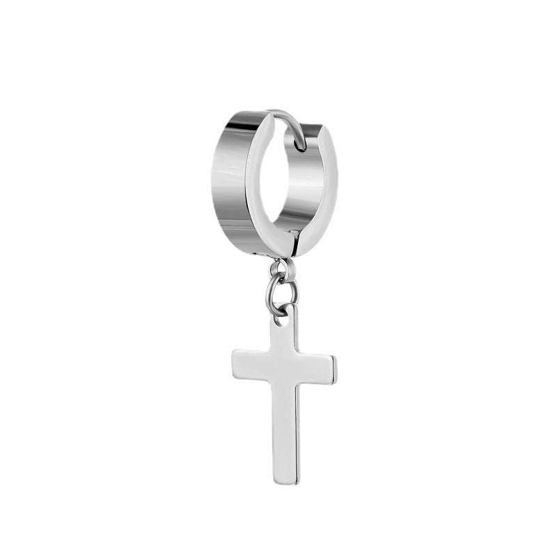 Simple Cross Stainless Steel Drop Earrings