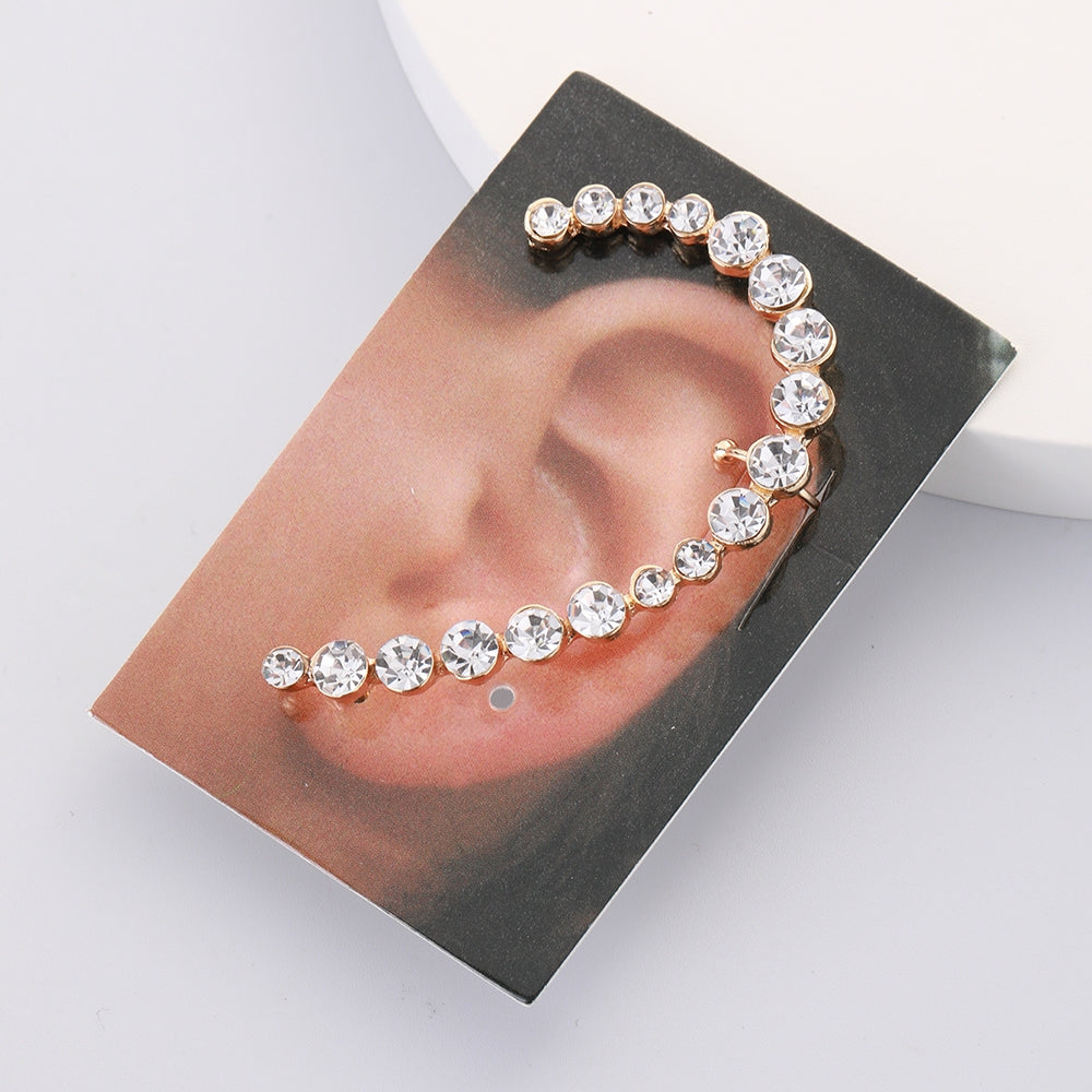 Simple Oversized Circle Rhinestone Ear Cuff Studs