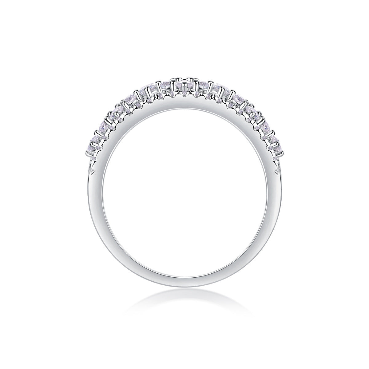 Sterling Silver White Gold Plated Moissanite Pave Band Ring