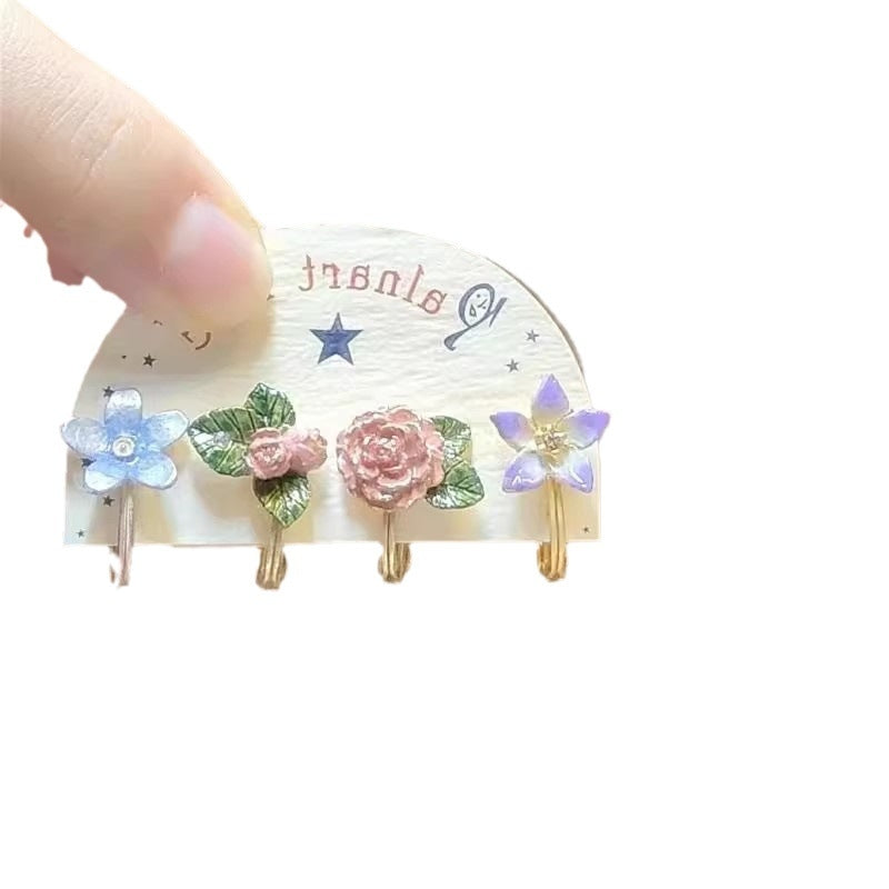 Simple Flower Plating Alloy Ear Cuff Set - Elegant No-Piercing Design