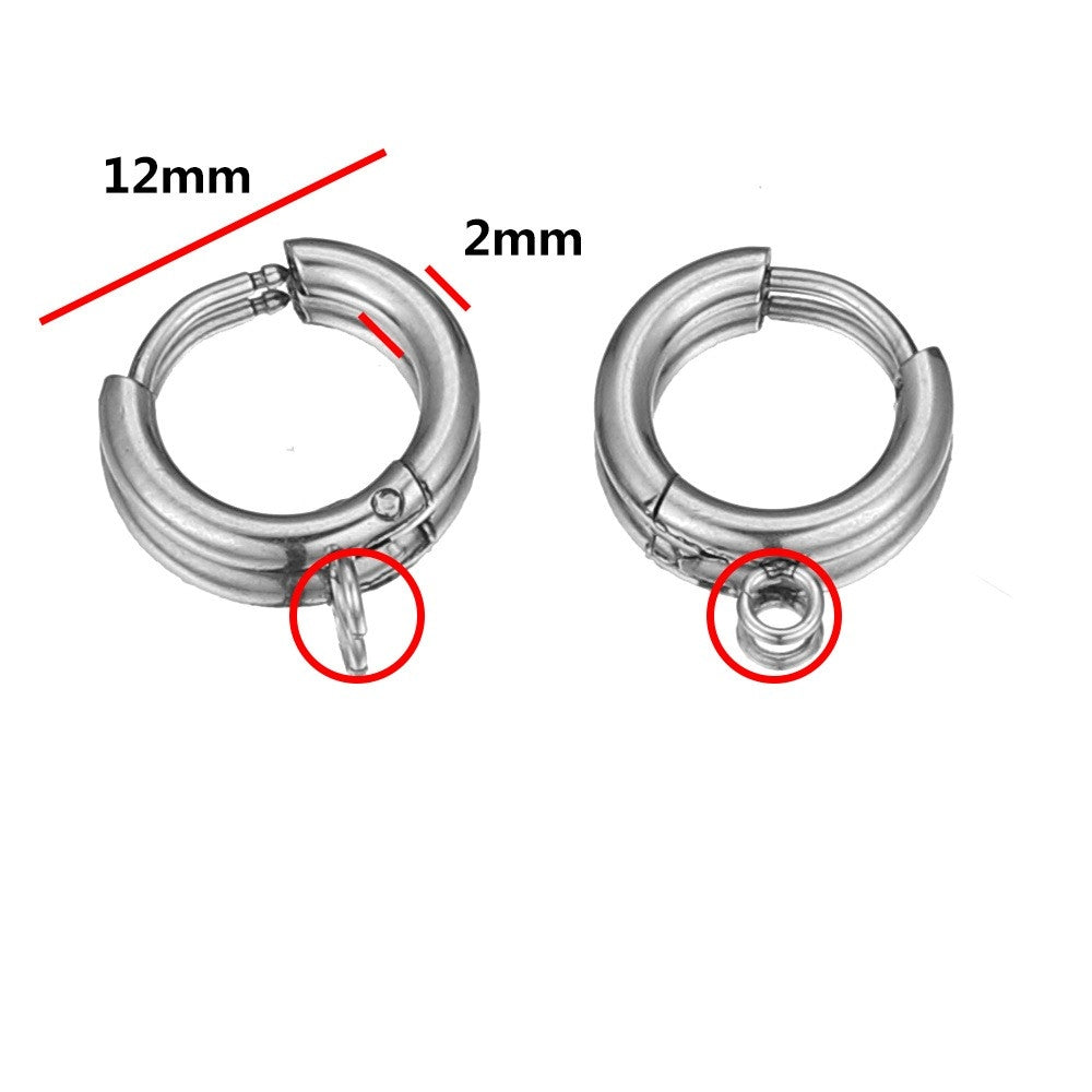 10 PCS Stainless Steel Solid Color DIY Earring Clips Accessories - Simple Style, 12mm Unisex Design