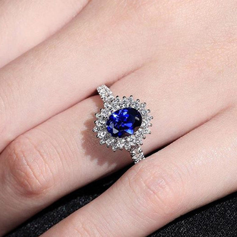 Fashionable Oval Blue Zircon Copper Engagement Ring