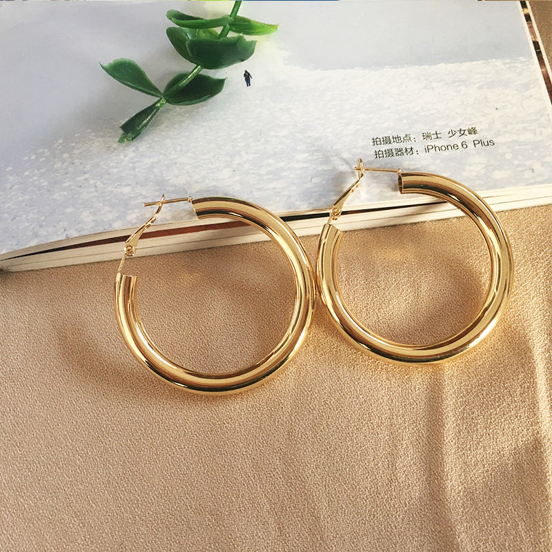 Fashion Exaggerated Simple Circle Metal Sequin Earrings for Women
