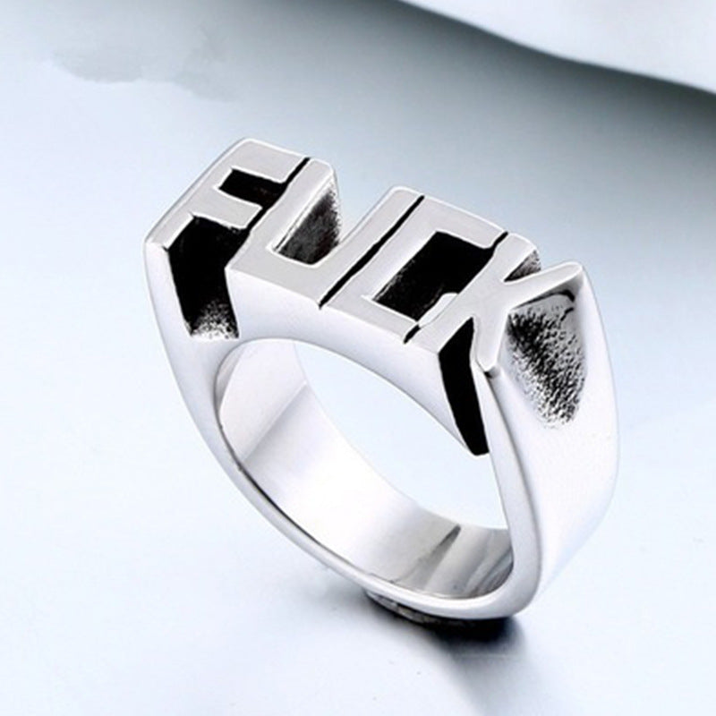 Punk Style Alphabet Alloy Ring for Men and Women - Fashion Creative Jewelry