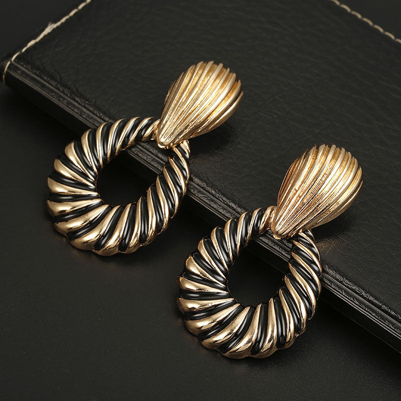 Exaggerated Geometric Metal Earrings - Vintage Inspired Fashion Jewelry