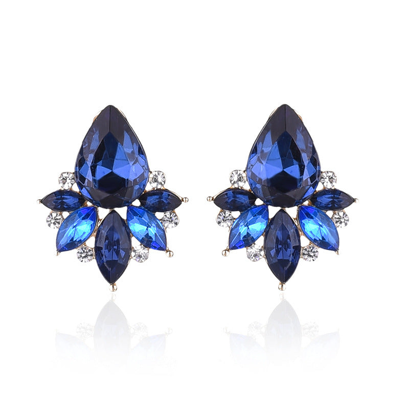 Glamorous Water Droplet Crystal Inlay Women's Drop Earrings