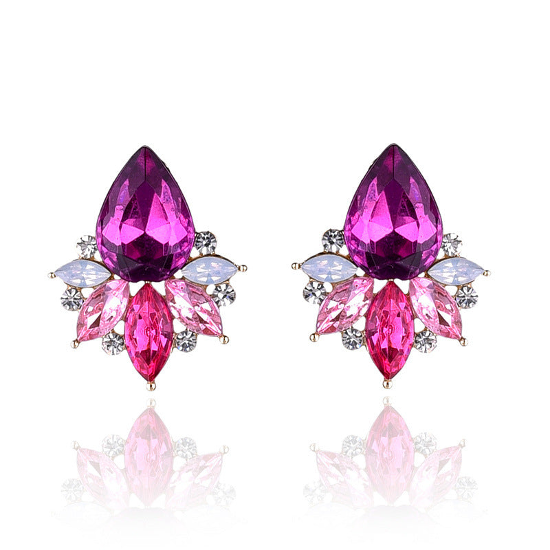 Glamorous Water Droplet Crystal Inlay Women's Drop Earrings