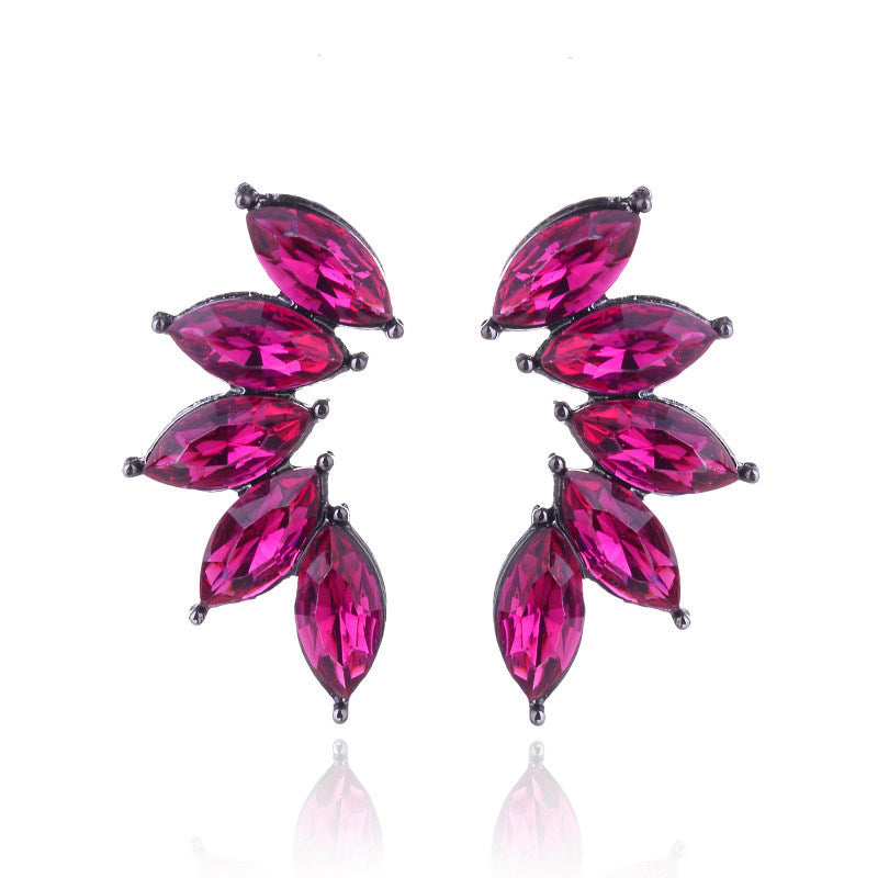 Glam Geometric Crystal Flower Drop Earrings for Women