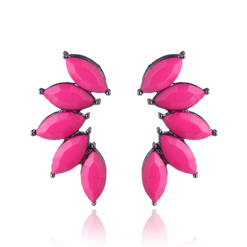 Glam Geometric Crystal Flower Drop Earrings for Women