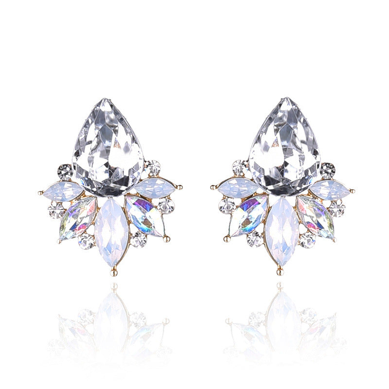 Glamorous Water Droplet Crystal Inlay Women's Drop Earrings