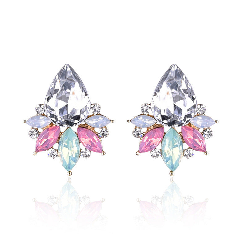 Glamorous Water Droplet Crystal Inlay Women's Drop Earrings