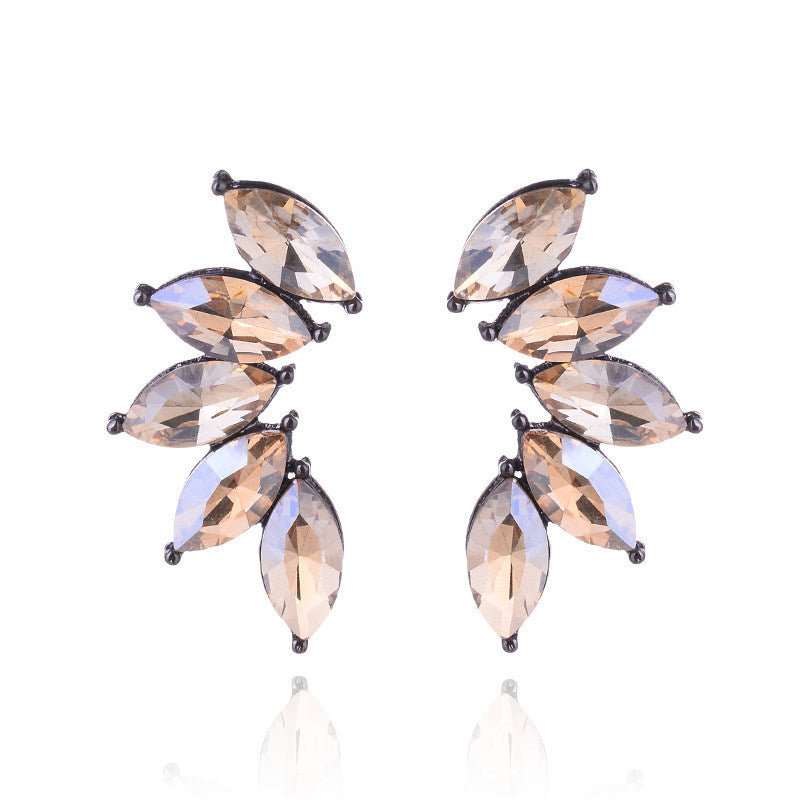 Glam Geometric Crystal Flower Drop Earrings for Women