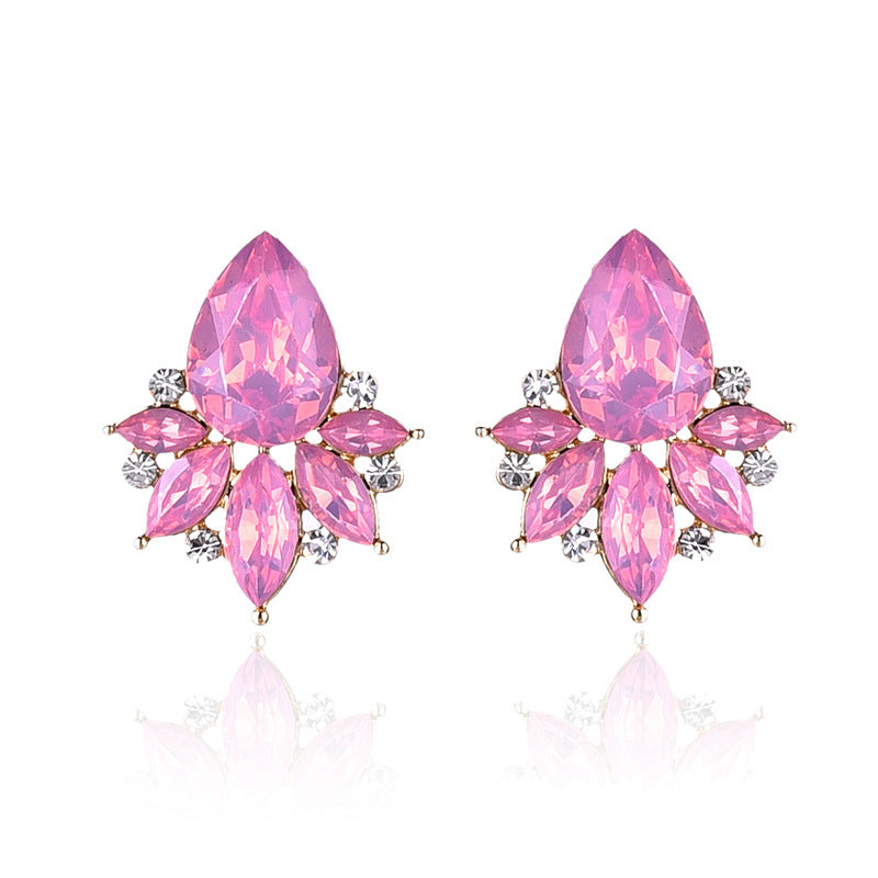 Glamorous Water Droplet Crystal Inlay Women's Drop Earrings