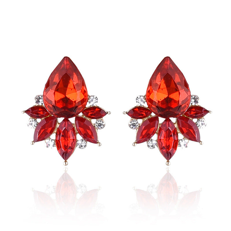 Glamorous Water Droplet Crystal Inlay Women's Drop Earrings