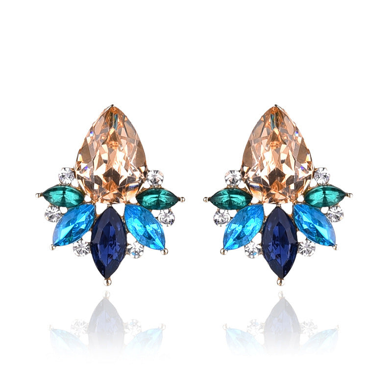 Glamorous Water Droplet Crystal Inlay Women's Drop Earrings