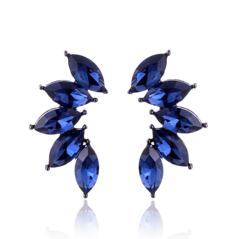 Glam Geometric Crystal Flower Drop Earrings for Women