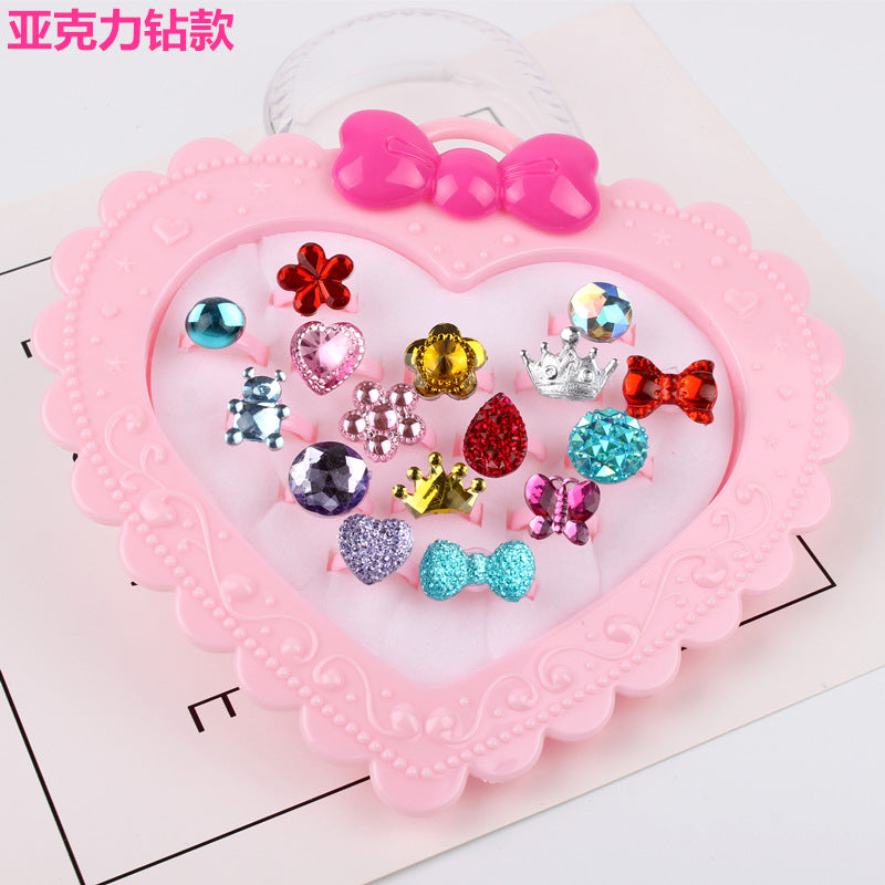 Children's Adjustable Flashing Diamond Ring Set - 36 Pieces