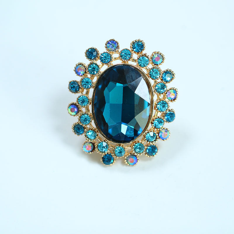 Vintage Luxury Adjustable Crystal Glass Ring - Full Diamond Design