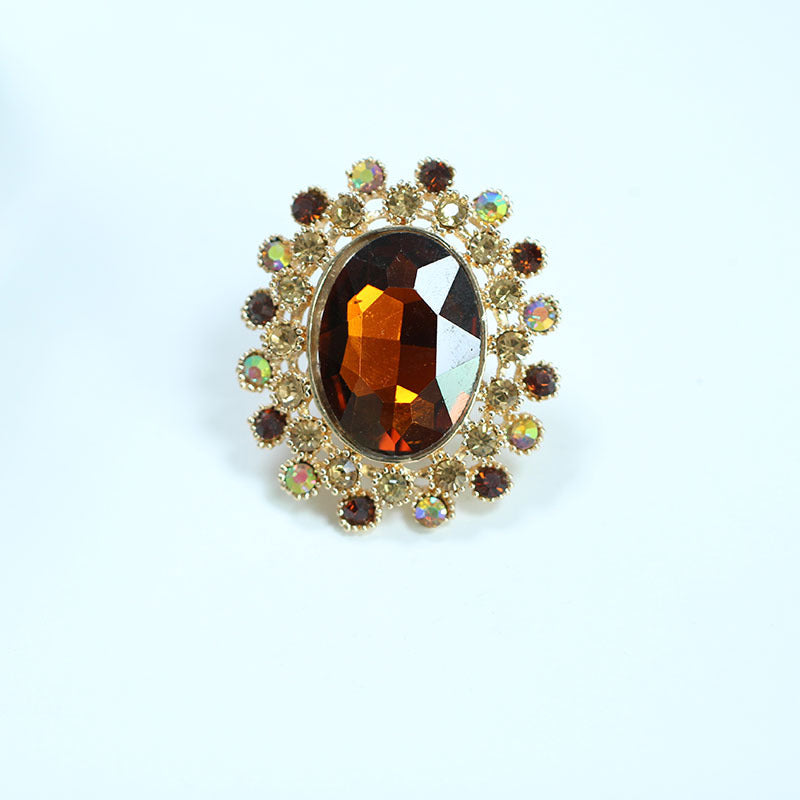 Vintage Luxury Adjustable Crystal Glass Ring - Full Diamond Design