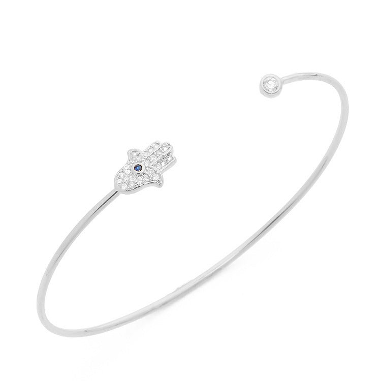 Women's Geometric Rhinestone Alloy Bracelets & Minimalist Hamsa Hand Charm Bangle