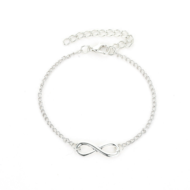European American Minimalist Number 8 Charm Bracelet