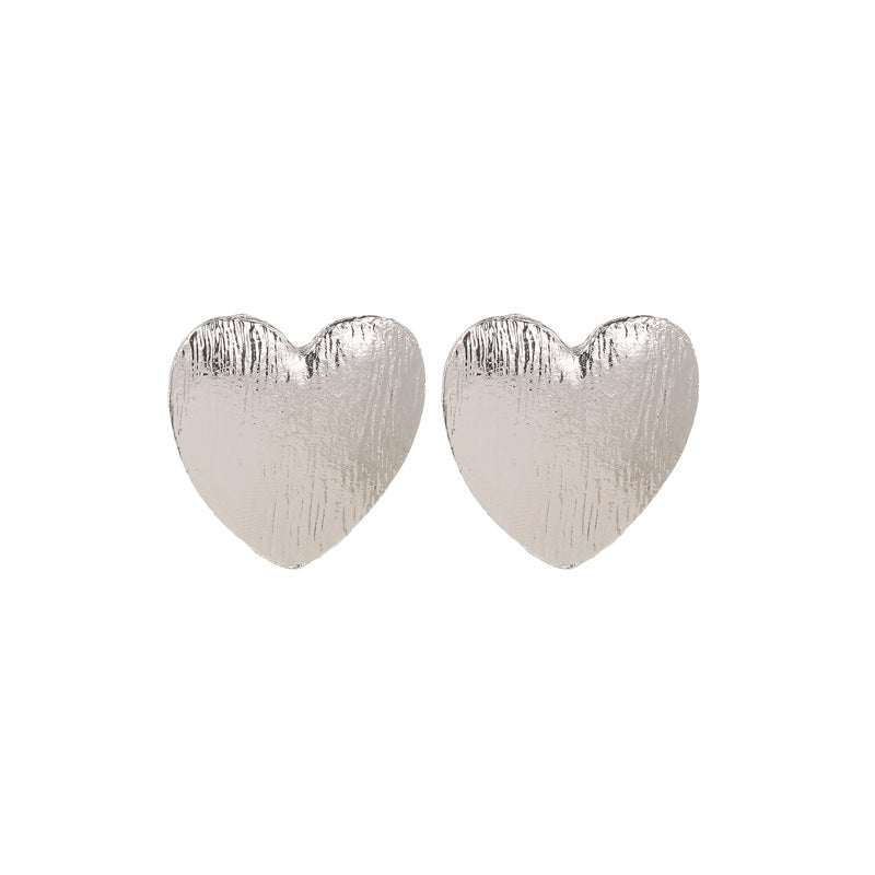 Vintage Matte Alloy Heart Earrings - Retro Statement Fashion Jewelry