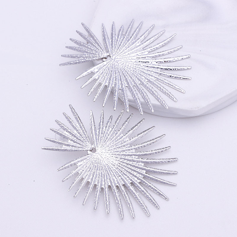 Geometric Punk Statement Alloy Gold Fan Earrings