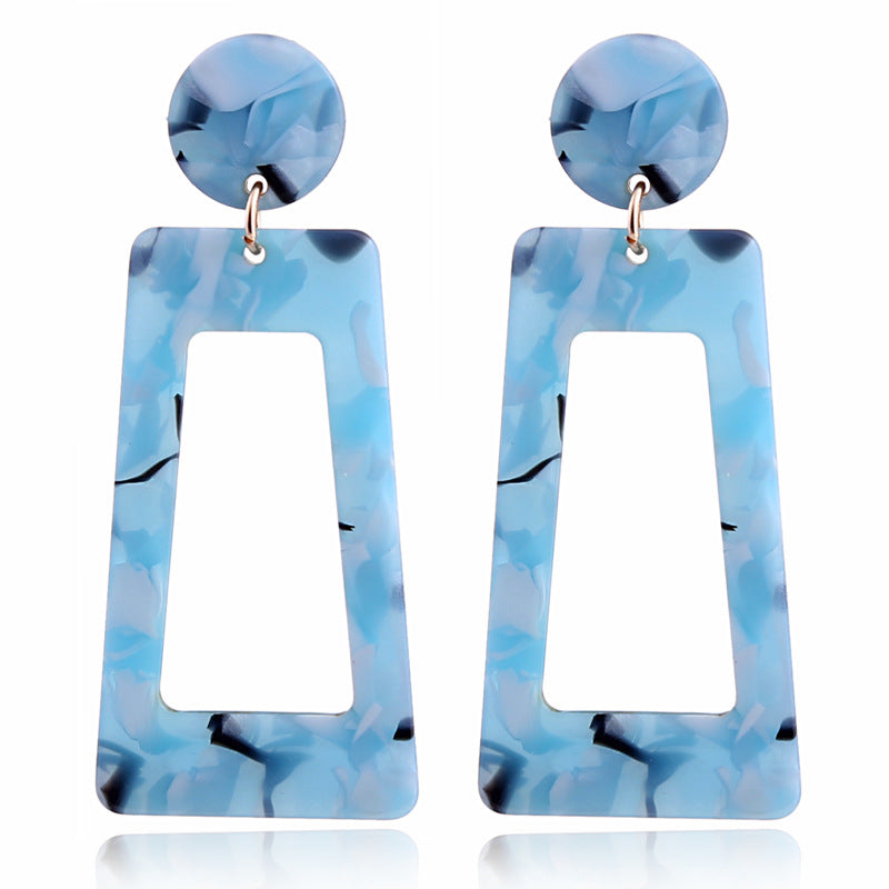 Geometric Leopard Print Acrylic Long Drop Earrings