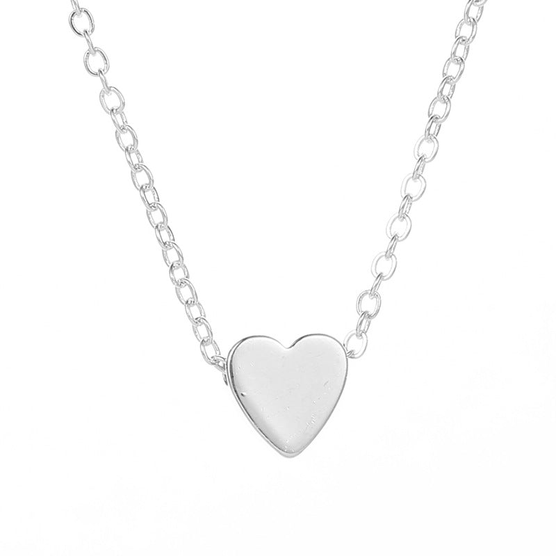 Korean Style Peach Heart Pendant Necklace for Women - Mini Love Glossy 3D Design Clavicle Chain