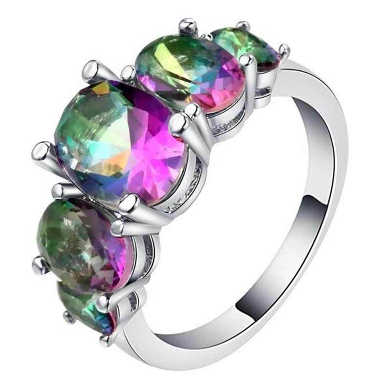 Fashion Colorful Zircon Copper Ring Jewelry