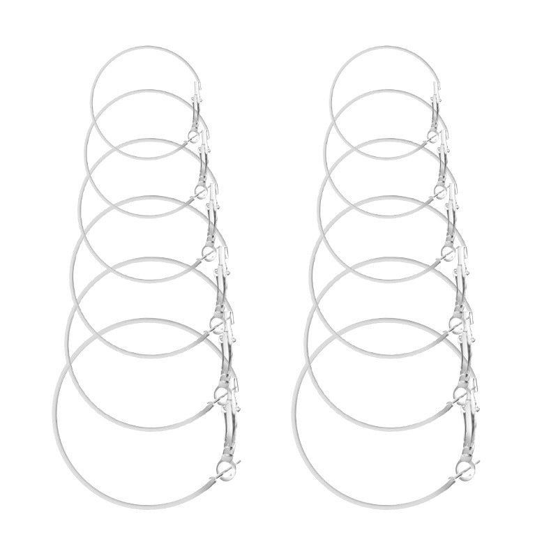 Fashion Geometric Circle Hoop Earrings Set - 6 Pieces