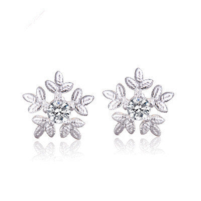 S925 Sterling Silver Snowflake Stud Earrings for Women
