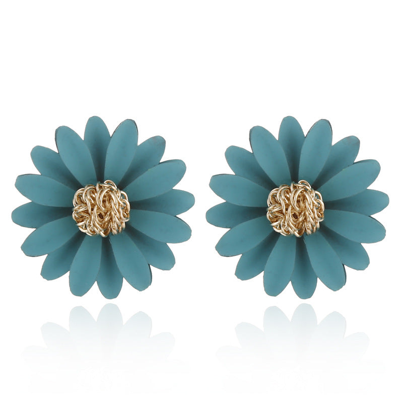 Fashion Multicolor Daisy Sunflower Enamel Stud Earrings