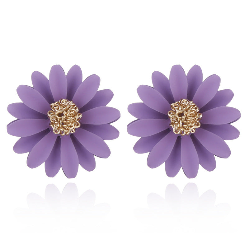 Fashion Multicolor Daisy Sunflower Enamel Stud Earrings