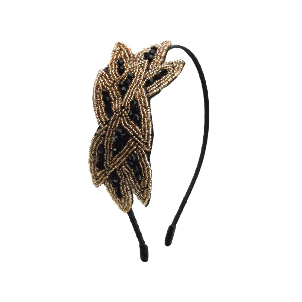 Elegant Crystal Bead Flower Headband - Handmade Fashion Hair Accessory