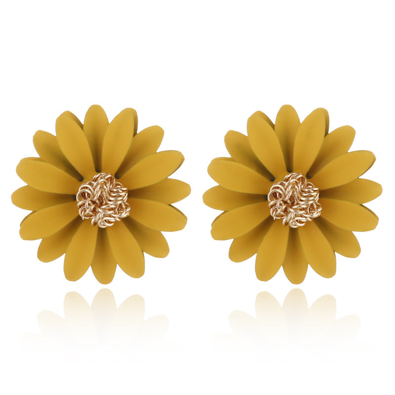 Fashion Multicolor Daisy Sunflower Enamel Stud Earrings