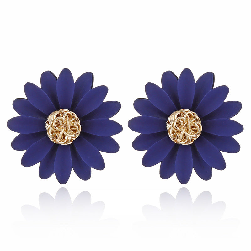 Fashion Multicolor Daisy Sunflower Enamel Stud Earrings
