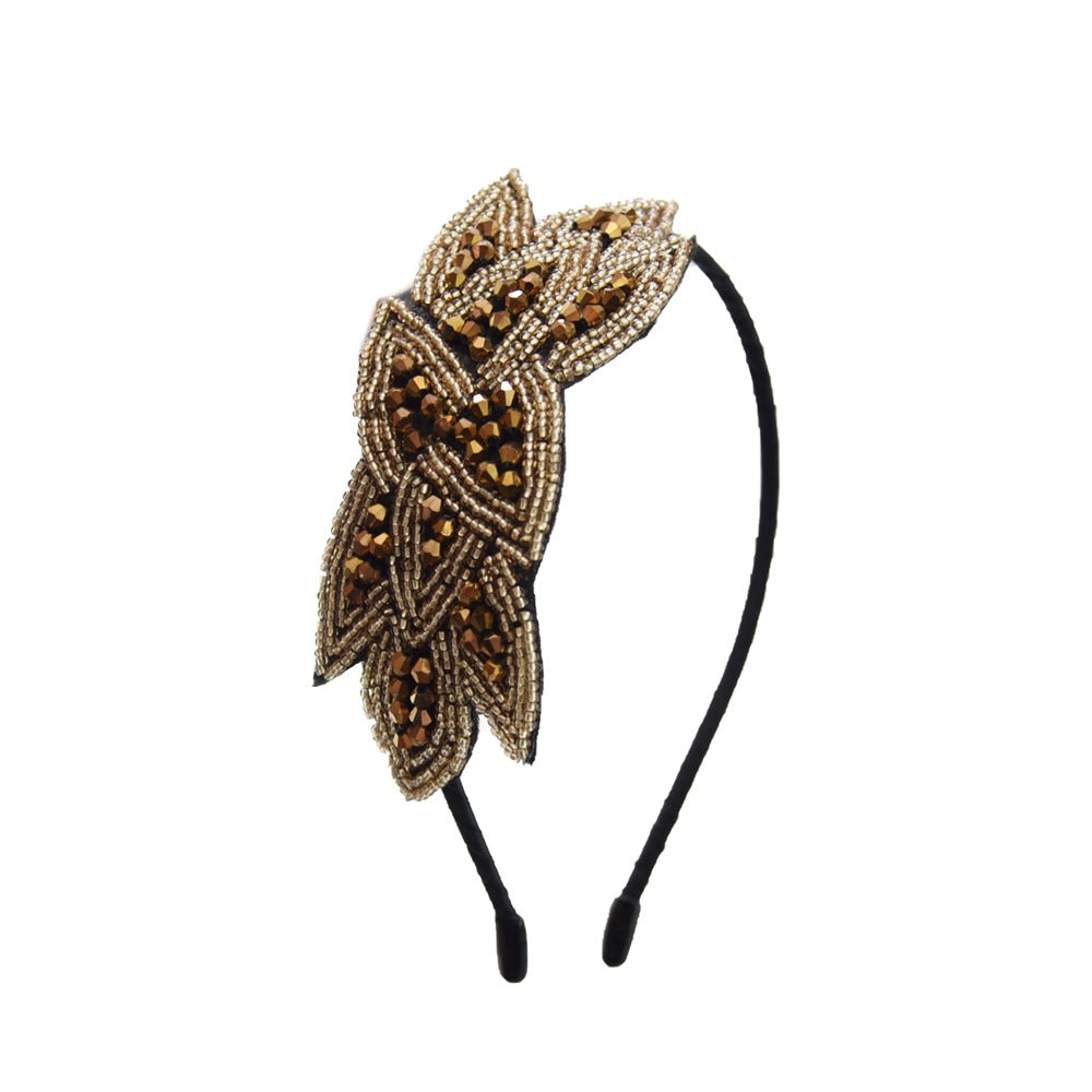 Elegant Crystal Bead Flower Headband - Handmade Fashion Hair Accessory