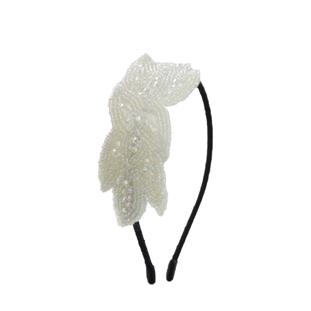 Elegant Crystal Bead Flower Headband - Handmade Fashion Hair Accessory