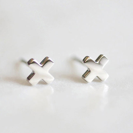 Minimalist Cross Titanium Steel Earrings for Women