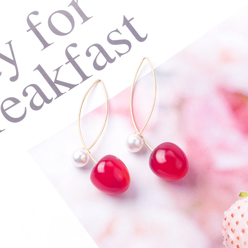 1 Pair Gradient Cherry Pearl Drop Earrings for Women