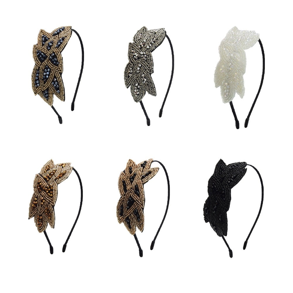 Elegant Crystal Bead Flower Headband - Handmade Fashion Hair Accessory