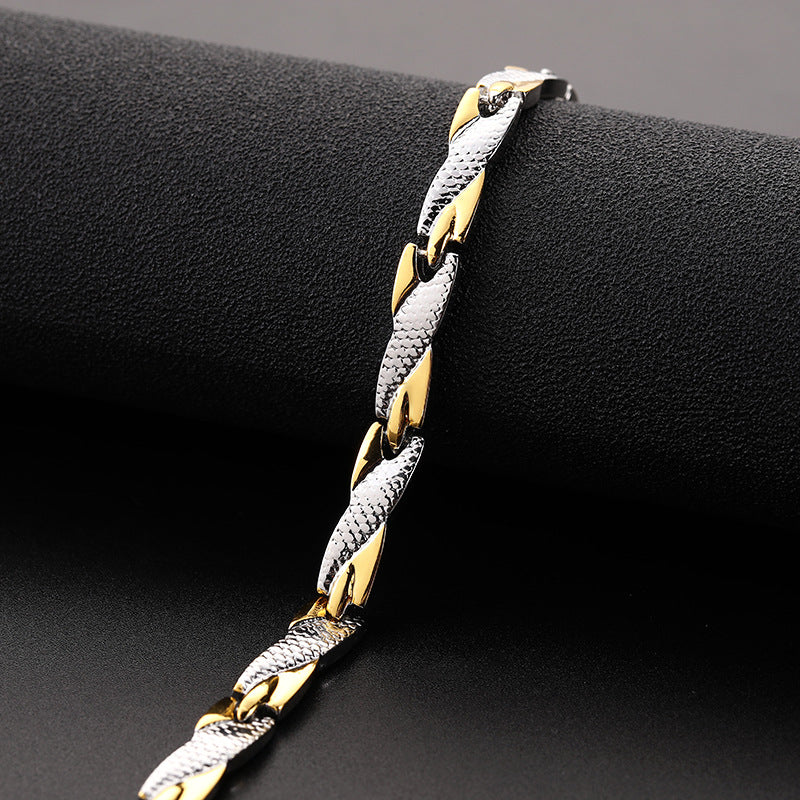 Geometric Alloy Plated Unisex Dragon Pattern Bracelet 7mm Wide