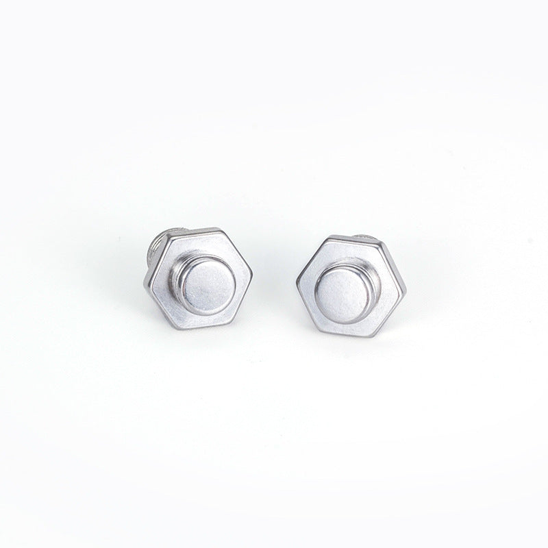 1 Pair Hip-Hop Geometric Cross Titanium Steel Hexagon Stud Earrings