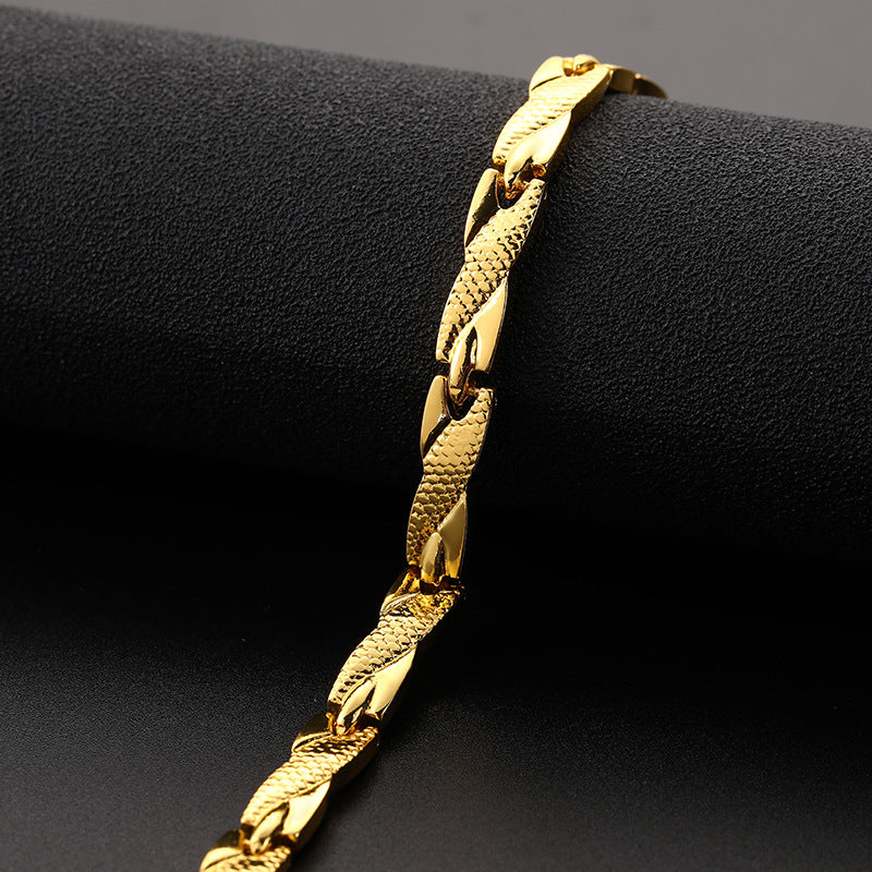Geometric Alloy Plated Unisex Dragon Pattern Bracelet 7mm Wide