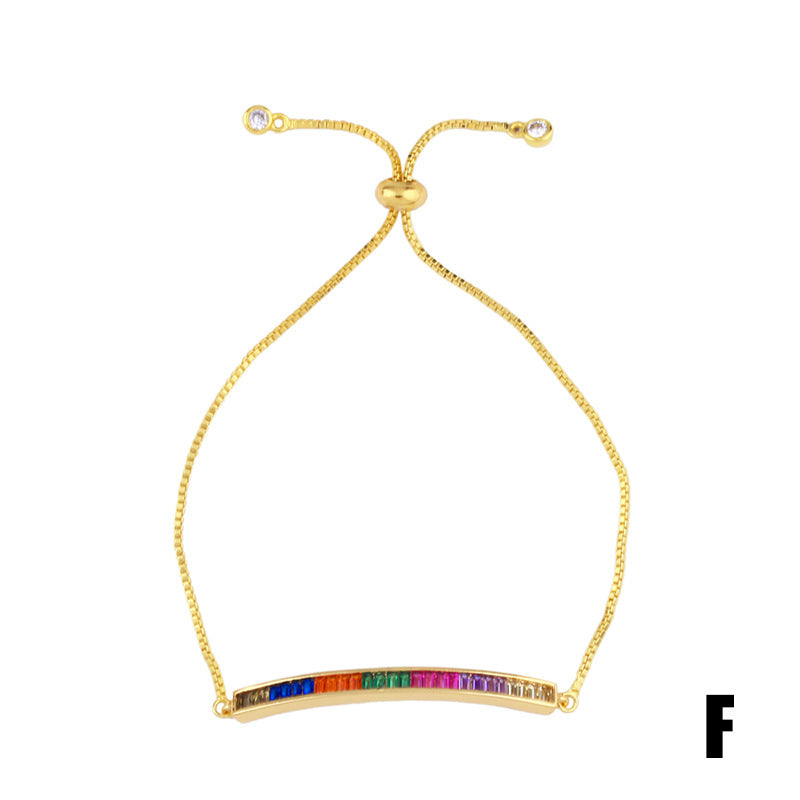 Retro Rainbow Devil's Eye Gold Plated Zircon Adjustable Bracelet