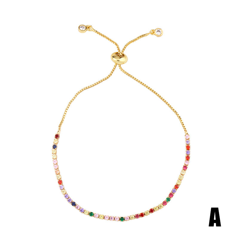 Retro Rainbow Devil's Eye Gold Plated Zircon Adjustable Bracelet