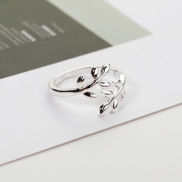 Silver Laurel Leaf Open Ring - Hypoallergenic Women's Jewelry